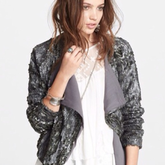 Free People Jackets & Blazers - Free People sequined drape front jacket